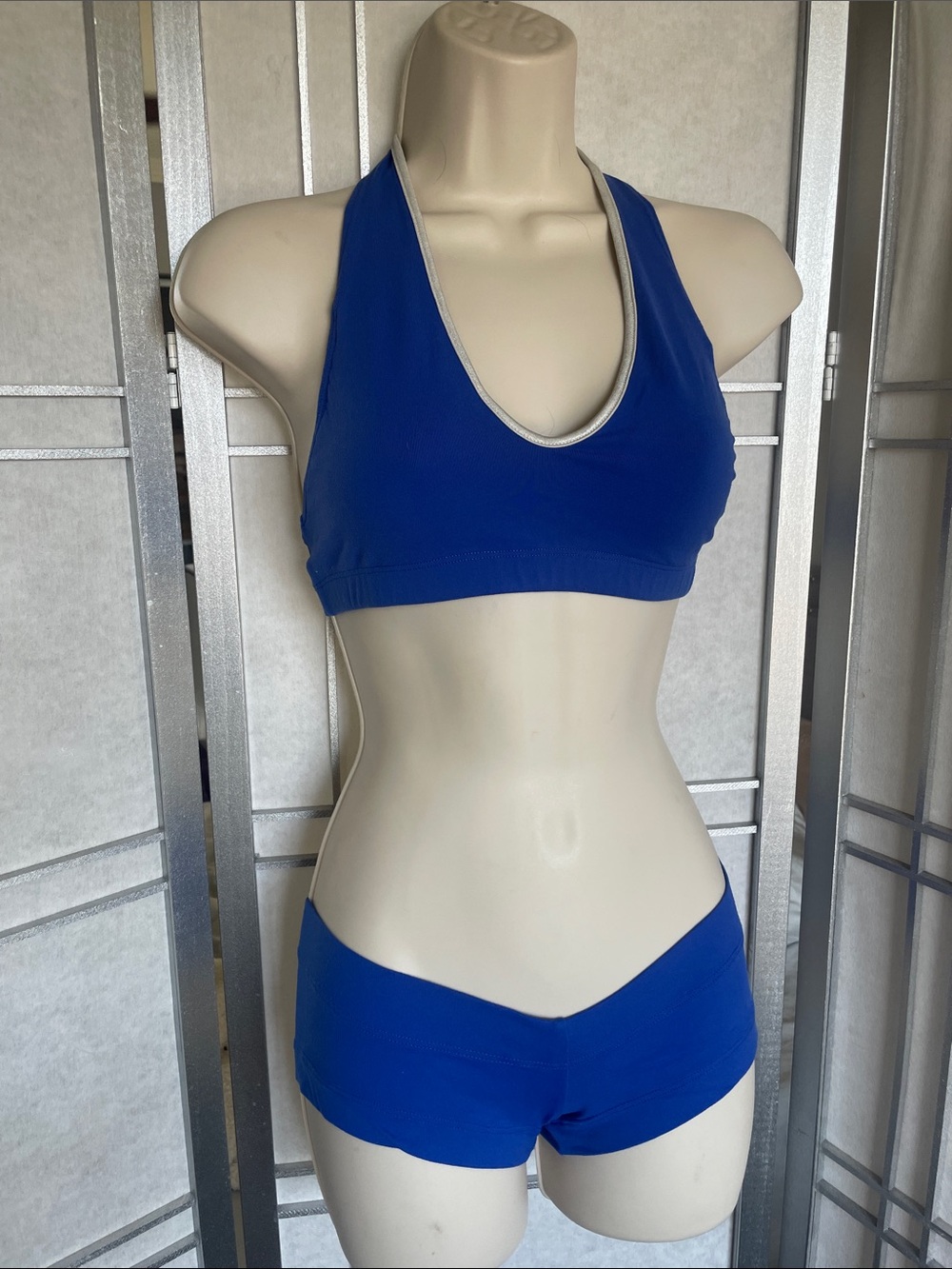Elisabetta Rogiani  Blue Halter Top and 2 Pairs of Matching Booty Shorts  - S
